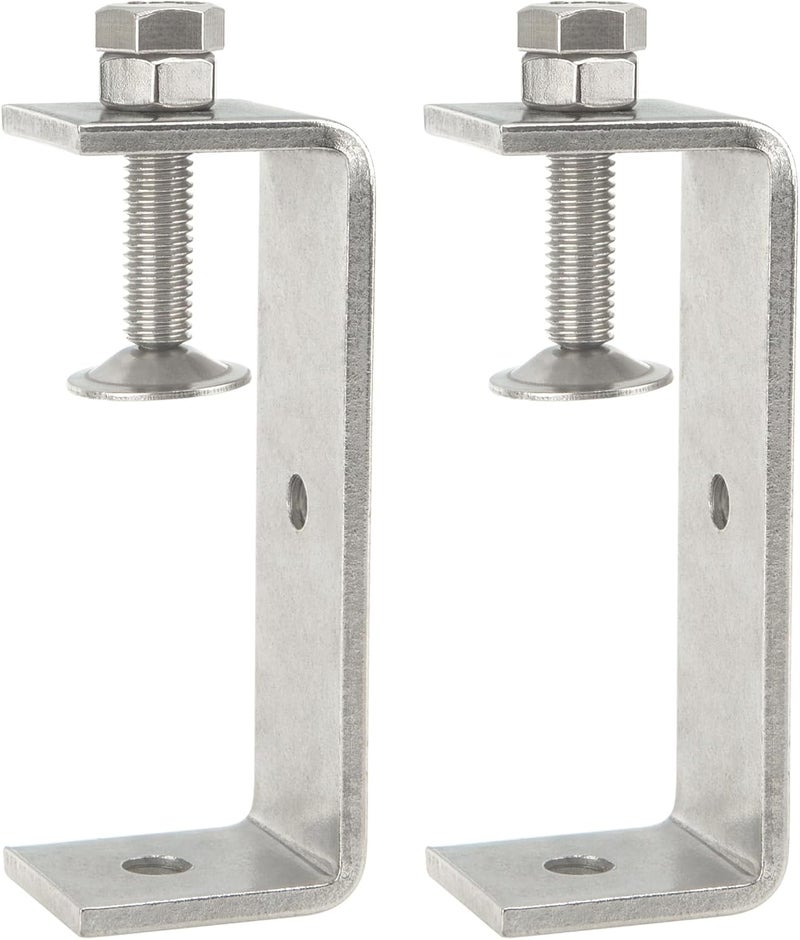 foxwake Stainless Steel C Clamps 3.8In for Mounting, Heavy Duty Metal U Clamp for Metal Working Small Desk Clamp with Stable Wide Jaw Opening & Protective Pads/I-Beam Design (2pcs) - Image 1